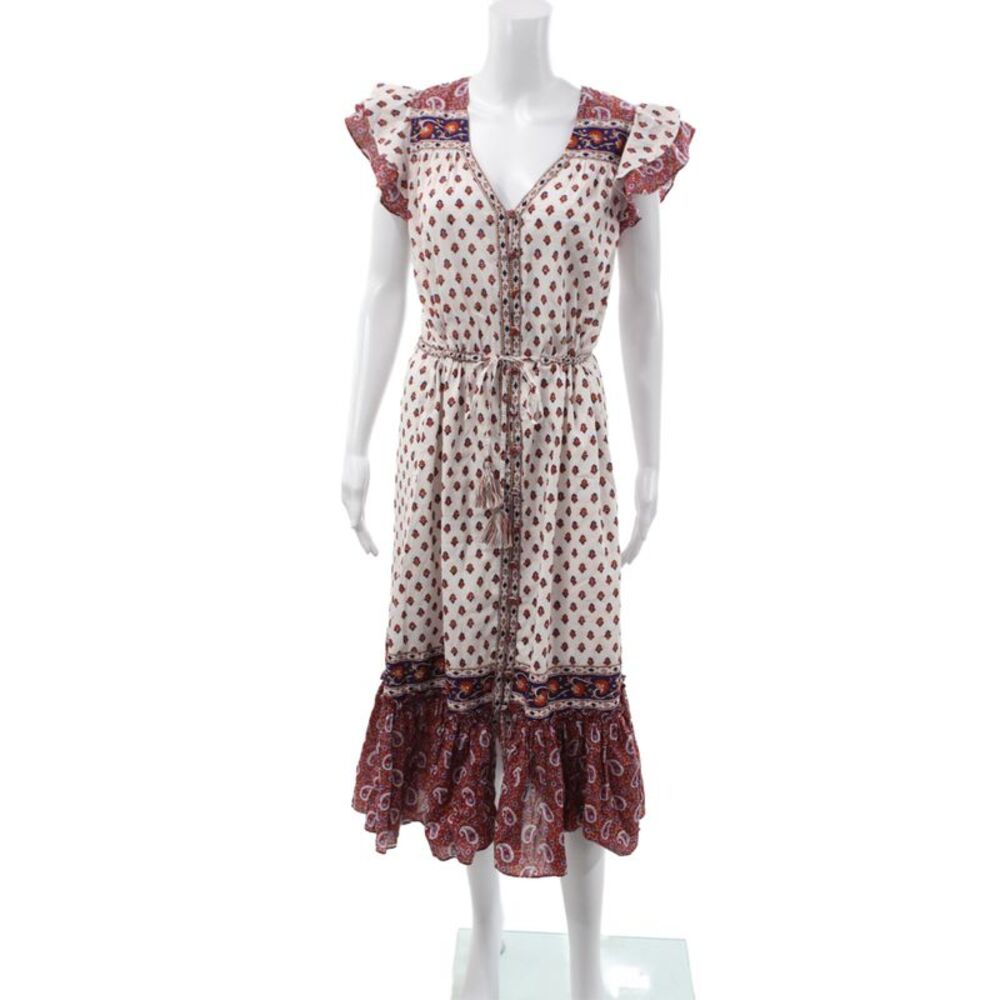 Veronica Beard Women Fit & Flare Sundress White Cotton Paisley Size M